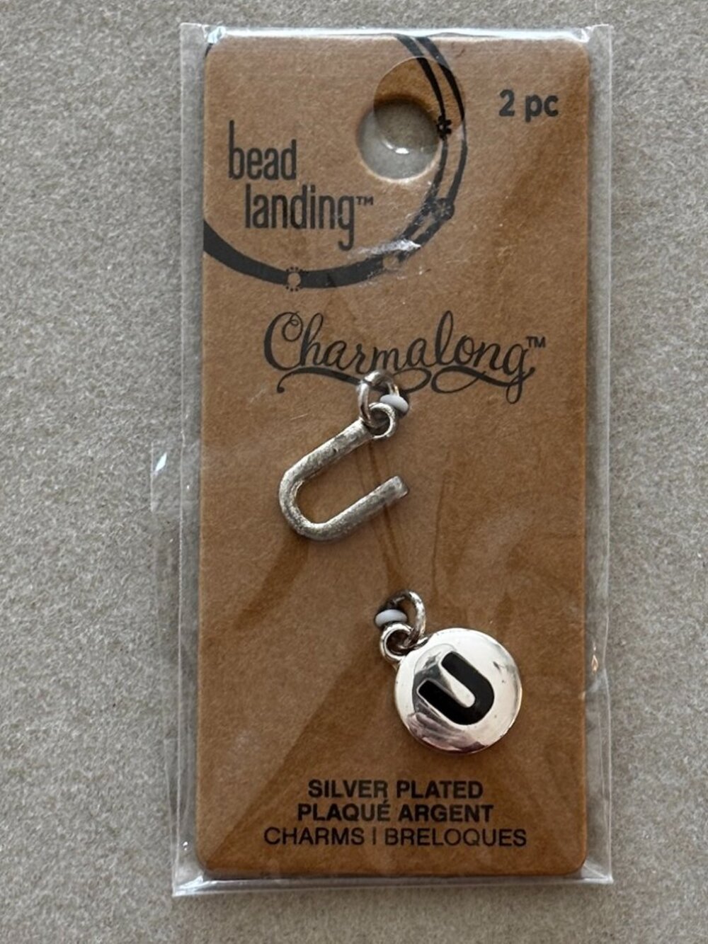 Bead Landing Charmalong Silver Plated “J” Initial Charms – 2 Pack – Jewelry Maki
